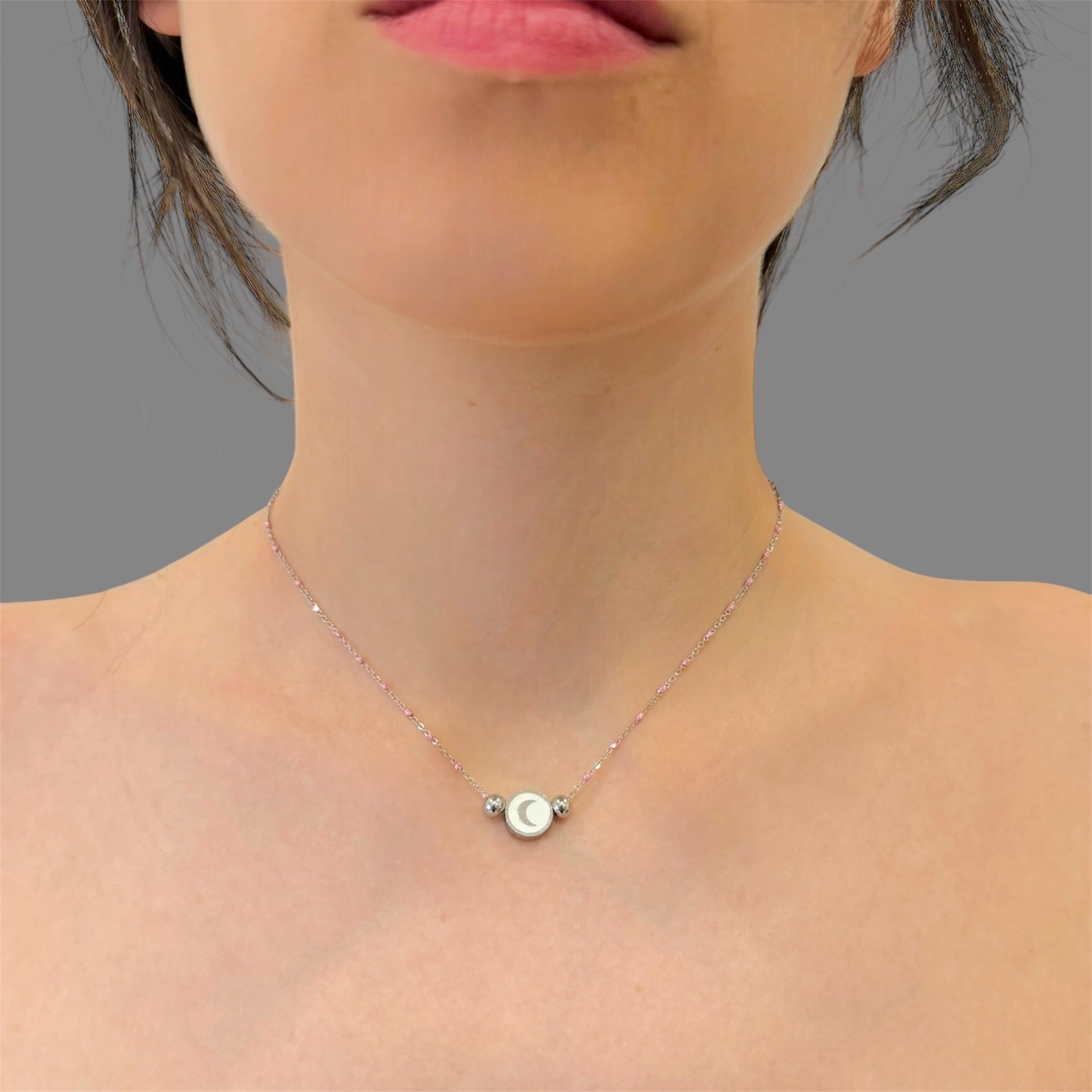 Collana mezza luna Grey Sharifa Crystals